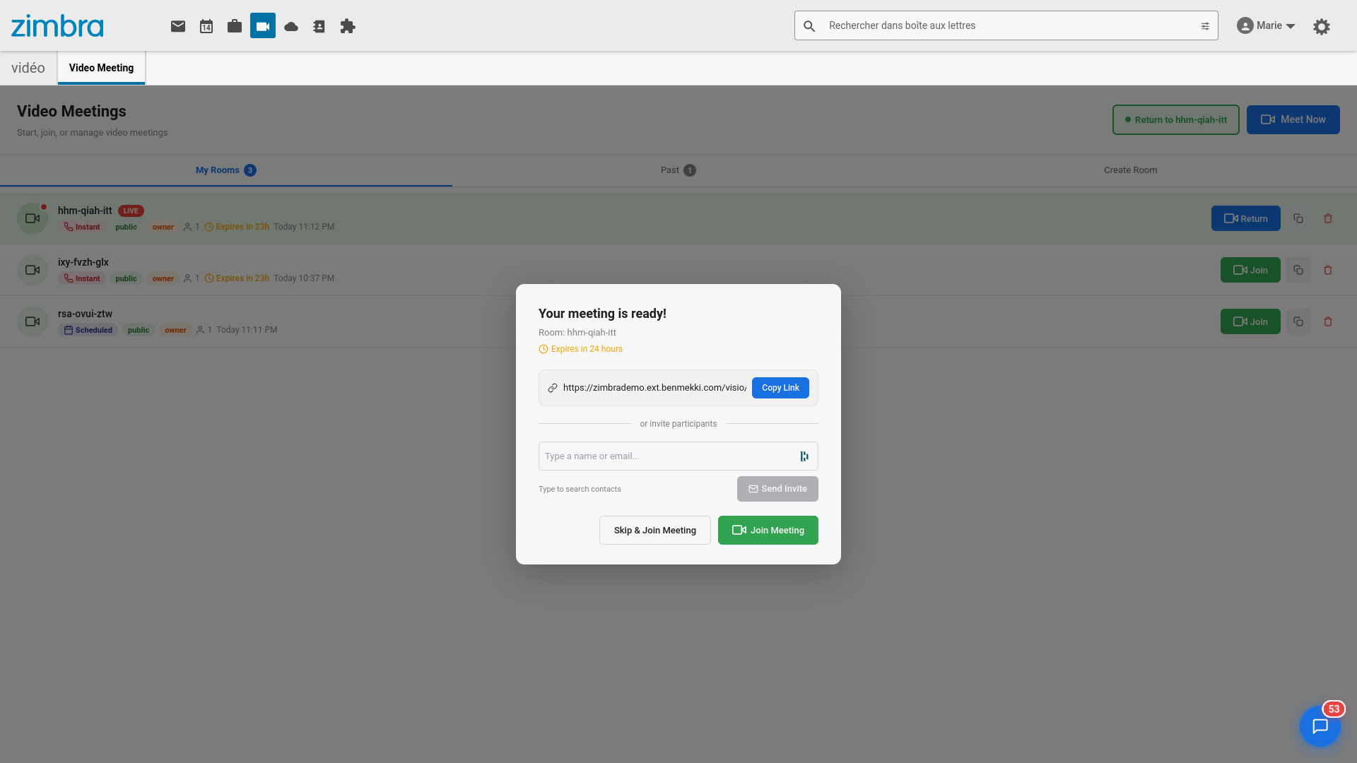 One-click calls from Zimbra